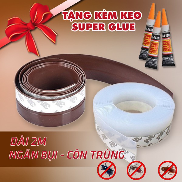 2 Mét Ron Chân Cửa Tặng Kèm Keo Ngăn Bụi và Côn Trùng 25 35 45 60 110mm Legaxi