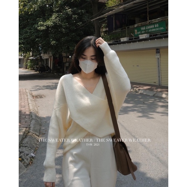 (Kèm CLIP THẬT) Áo len dài tay vạt chéo QC loại 1 | BigBuy360 - bigbuy360.vn