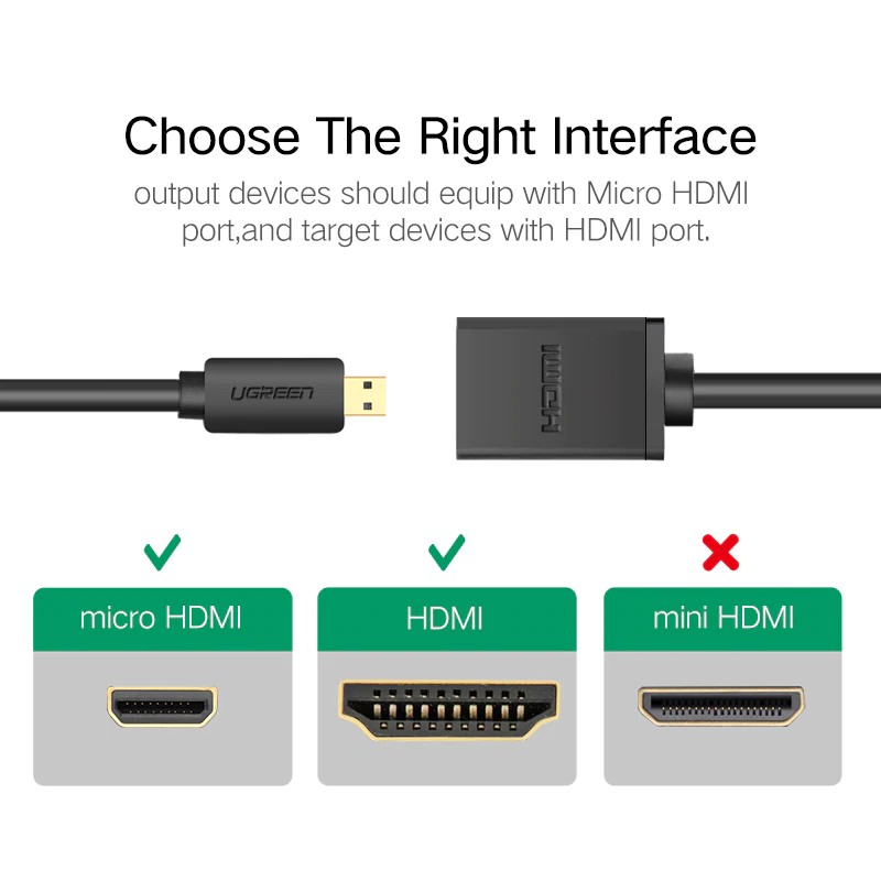 Cáp chuyển đổi dữ liệu đầu Micro HDMI Loại D sang cổng HDMI Loại A