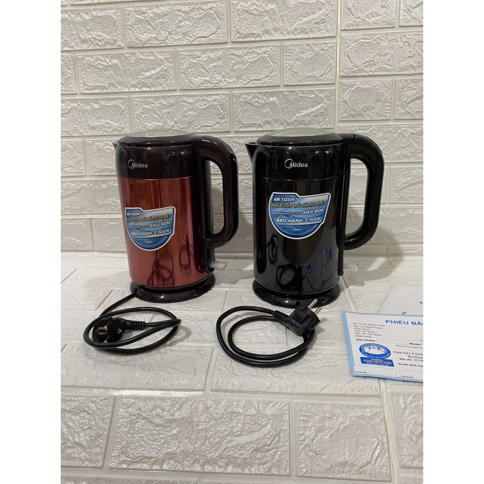 Ấm bình siêu tốc cao cấp Midea MK-317DB . Midea MK-317DC Bộ cảm nhiệt Strix siêu bền kiểm soát nhiệt độ chuẩn xác