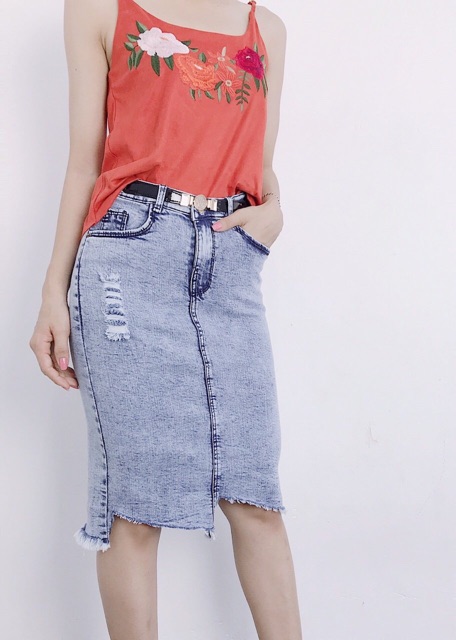 [Mã FASHIONT4WA2 giảm 10K đơn 50K] CHÂN VÁY JEAN BÚT CHÌ 2364 | BigBuy360 - bigbuy360.vn