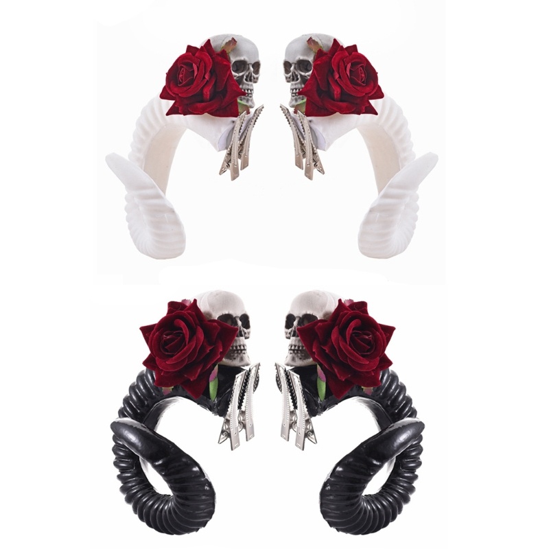 Kẹp Tóc Hình Sừng Hoa Hồng Bằng Nhựa Hóa Trang Halloween Cho Nữ
