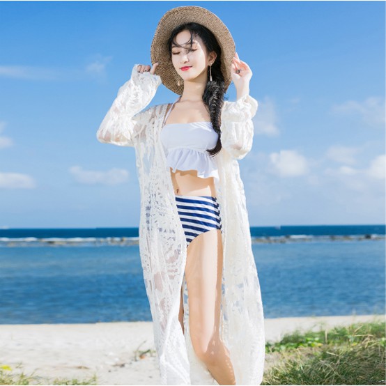 Áo kimono cadigan lưới mỏng cotton áo choàng đi biển | BigBuy360 - bigbuy360.vn