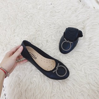 giày bệt da thật nơ khóa - 1082