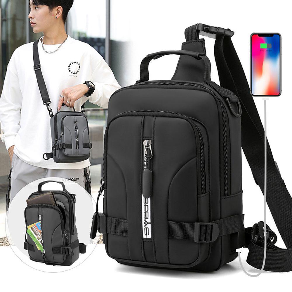 Balo Đeo Chéo Ngực Cỡ Nhỏ Chống Thấm Nước Có Cổng Sạc USB Đa Năng Phong Cách Hàn Quốc Dành Cho Nam Back2Lilife