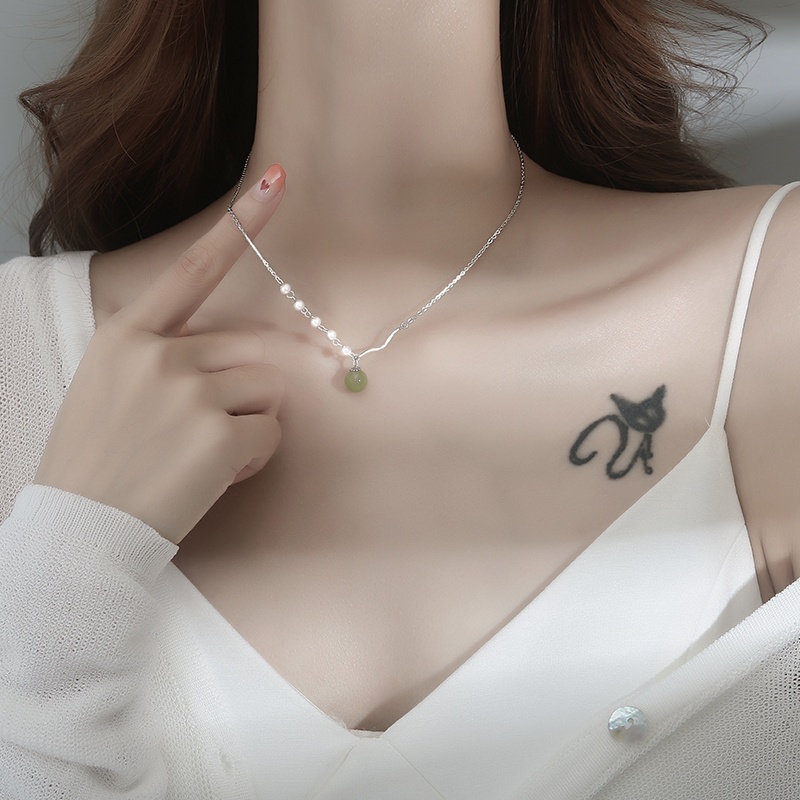 Vòng cổ Mạ Vàng 18K Đính Ngọc Trai Thiết Kế Mới Cao Cấp Thời Trang