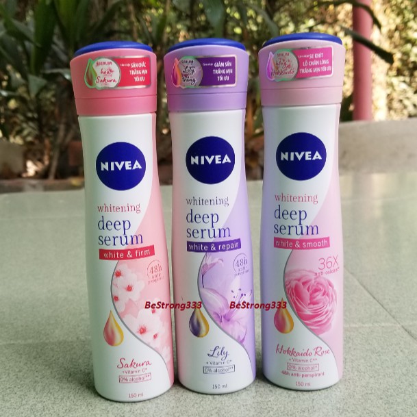 Xịt ngăn mùi Nivea serum trắng mịn hương hoa (150ml)