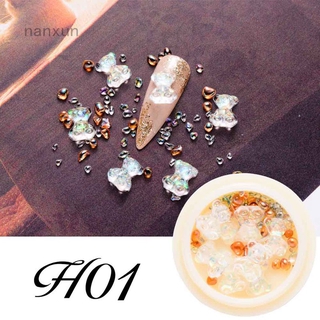 1 hộp phụ kiện trang trí móng tay hình gấu 3D