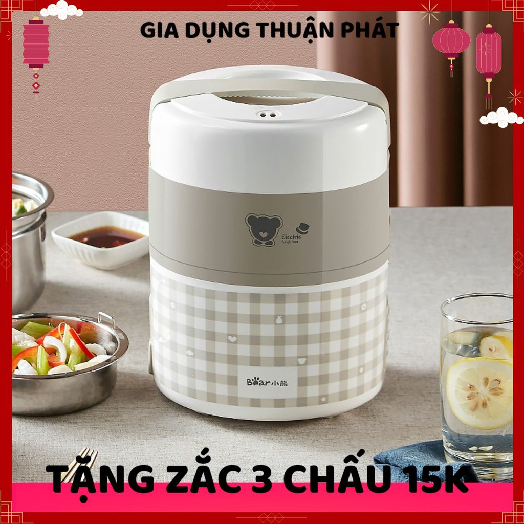 [Tặng zắc 3 chấu] Hộp cơm cắm điện Bear hẹn giờ DFH-A20D1, sử dụng để nấu, hâm nóng, giữ nhiệt cho thắc ăn