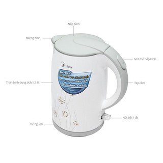Bình siêu tốc Midea MK-17D 1.7L 2200W (Trắng)