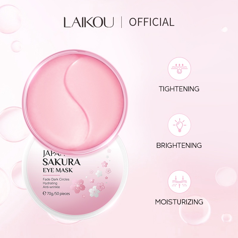 Hộp 50 Miếng Mặt Nạ Mắt LAIKOU Sakura 70g Làm Mờ Quầng Thâm / Nếp Nhăn