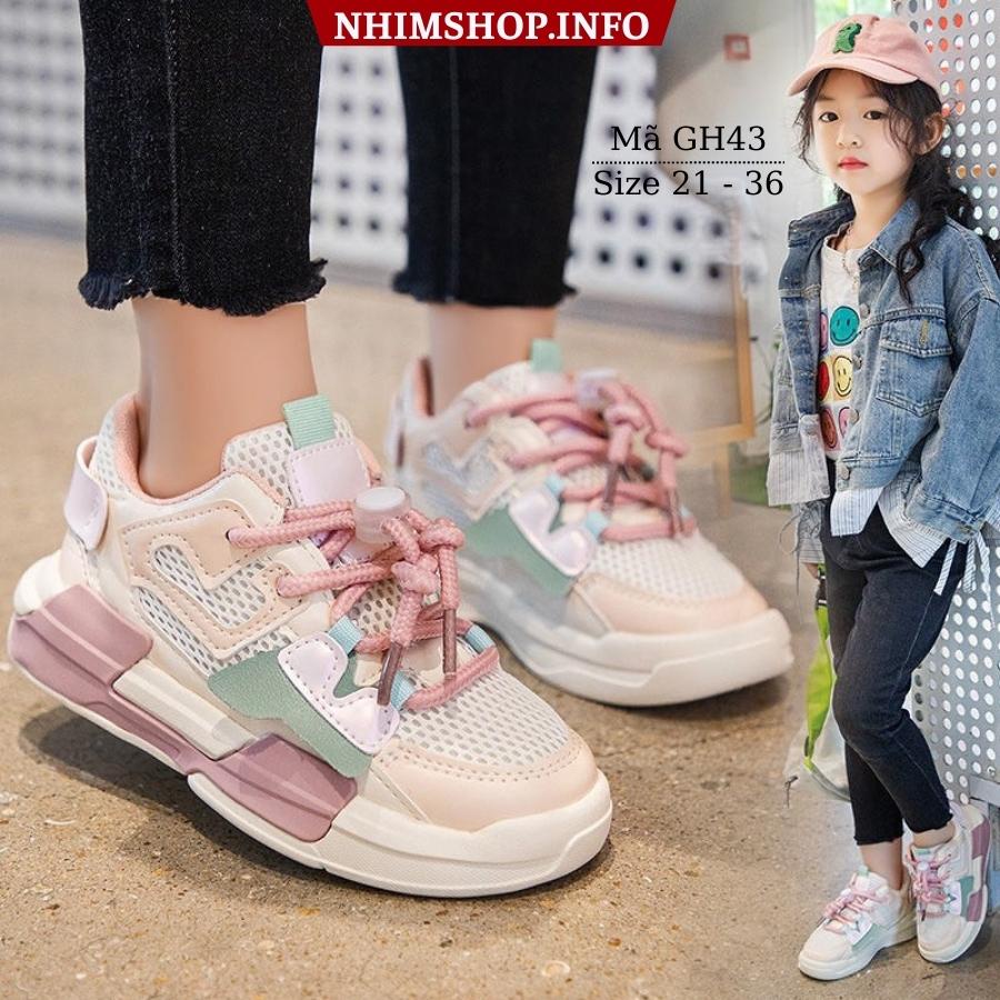 Giày thể thao cho bé gái 1 - 12 tuổi khóa rút sành điệu thời trang và cá tính đi học đi chơi phong cách Hàn Quốc GH43