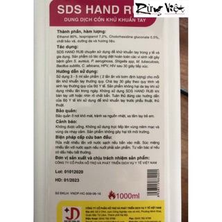 Dung dịch cồn sát khuẩn SDS Hand rus 1000ml (  Đã Bật Hoả Tốc )