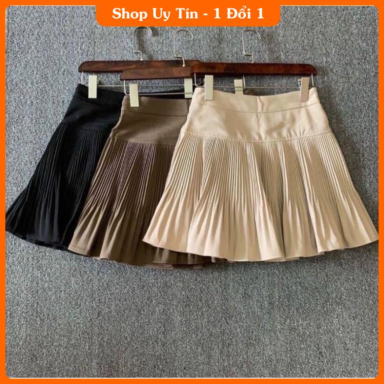Chân váy dập ly ngắn một tầng -IB