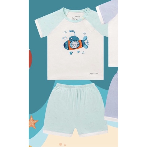 [CHÍNH HÃNG] Bộ cộc tay quần đùi raglan cài vai tàu ngầm trẻ em Abbie Oh
