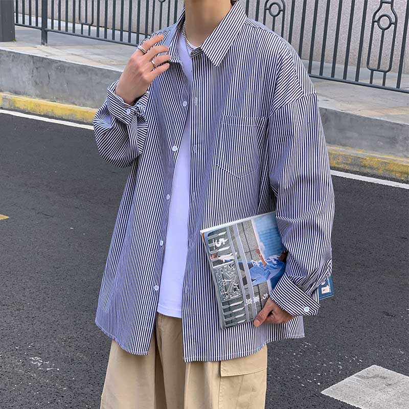 Áo sơ mi sọc mỏng mùa hè nam dài tay