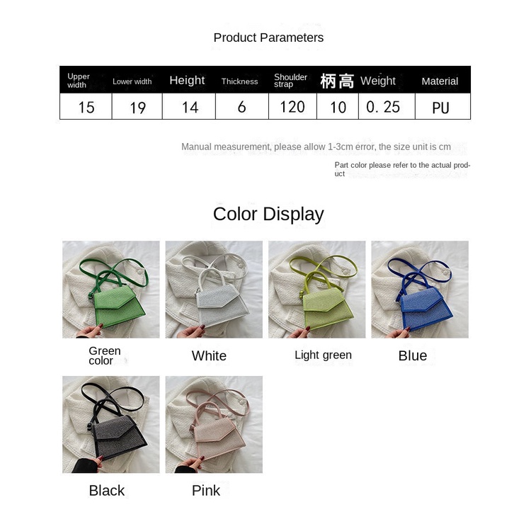 Túi Đeo Chéo Hình Vuông Đính Đá Lấp Lánh Thời Trang Sang Trọng Cho Nữ