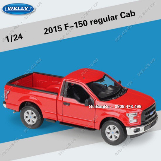 XE MÔ HÌNH KIM LOẠI TỈ LỆ 1:24 - BÁN TẢI F-150 REGULAR CAB -  WELLY - ĐỎ -  8233.1