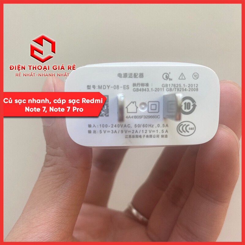 Củ sạc Nhanh Xiaomi Redmi Note 7, Note 7 Pro 18W - [Giá rẻ Sài Gòn, BH 1 ĐỔI 1 TRONG 3 THÁNG]