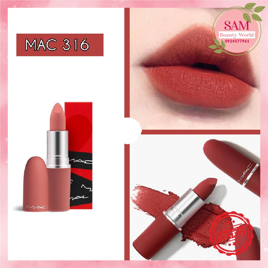 Son MAC charm Valentine Limited Matte Mist Powder 316 - Tone đỏ đất | BigBuy360 - bigbuy360.vn