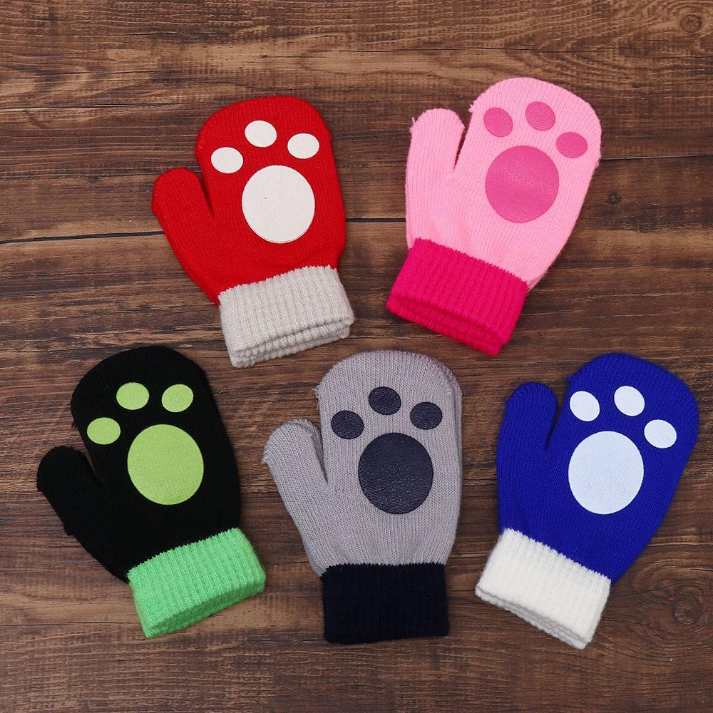 Găng Tay Đan Len Mùa Đông Dày Dặn Ấm Áp Màu Sắc Ngọt Ngào Cho Bé 1-4 Tuổi