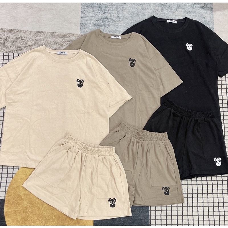 Bộ cotton 3158 hình gấu