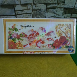 Tranh đính đá cữu ngư quần hội lg-1154 size 115x50cm