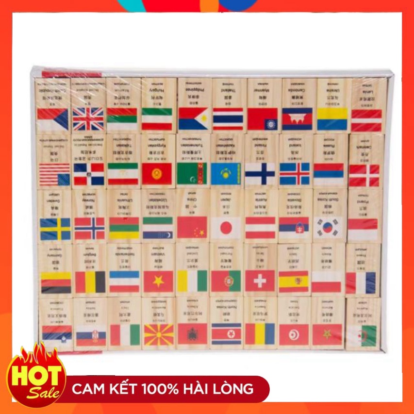 Đồ chơi trẻ em Đồ chơi trí tuệ Domino Cờ Các Nước bằng gỗ Đồ chơi thông minh cho bé
