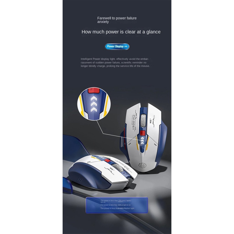Chuột Inphic M6P Gundam Không Dây Pin Sạc 1600 DPI Chuyên Game Chống Ồn