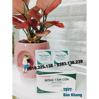Hộp 100 bông tẩm cồn alcohol swabs sát khuẩn - tanaphar