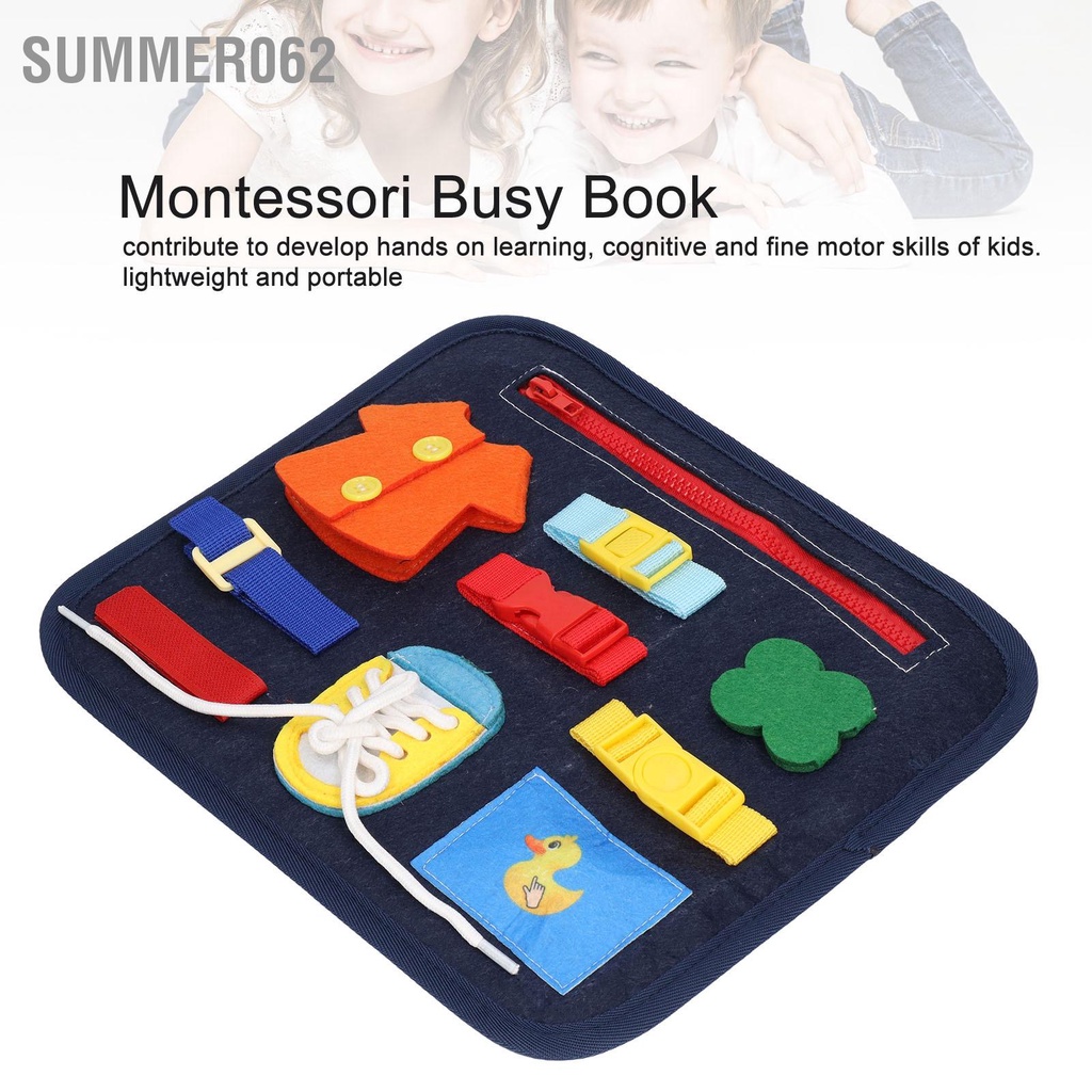 [Hàng Sẵn] Bảng vui chơi dành cho trẻ em Giáo dục sớm Giáo dục Khai sáng Đồ chơi Giáo dục Trẻ em Nút quần áo Túi nỉ【Summer062】