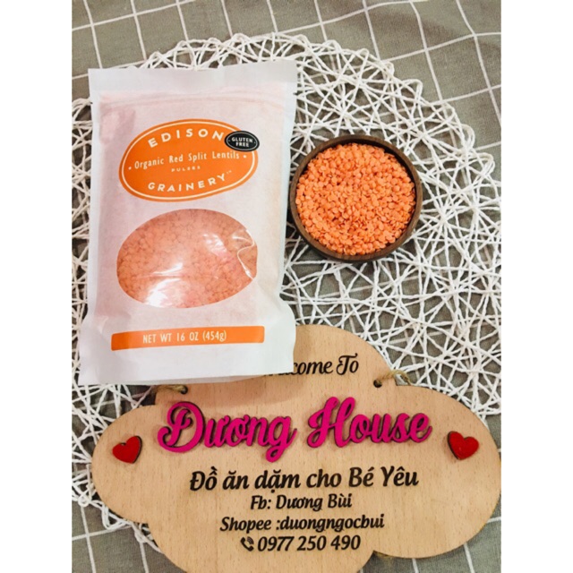 100g đậu lăng đỏ hữu cơ edison organic date 2.2022 mới nhất