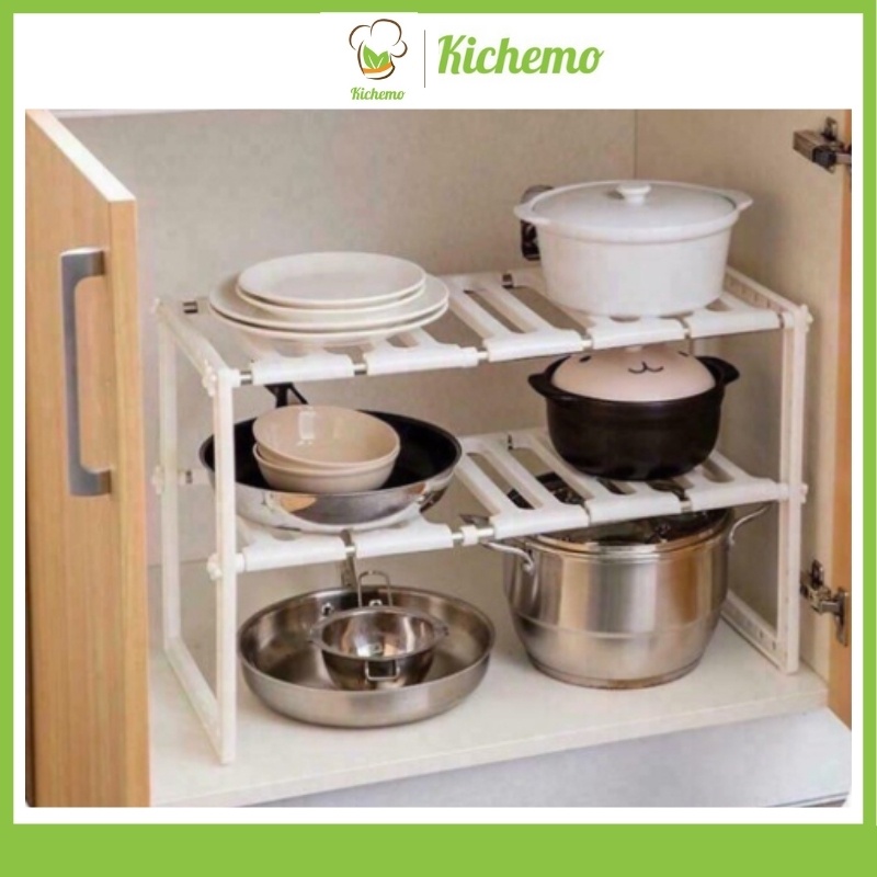 Kệ Để Xoong Nồi Gầm Bếp 2 Tầng ĐA NĂNG Gọn Gàng, Ngăn Nắp KHUNG INOX CHỊU LỰC