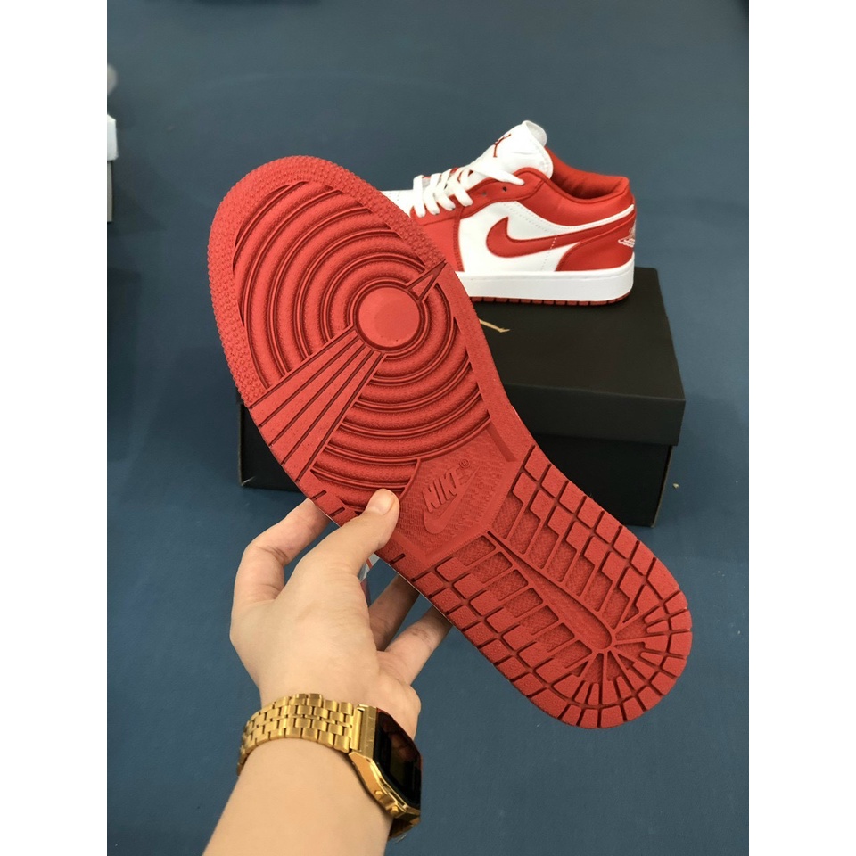 Giày jordan cổ thấp, sneaker nam nữ Jordan 1 Low trắng đỏ cực hot, JD 1 Cổ Thấp