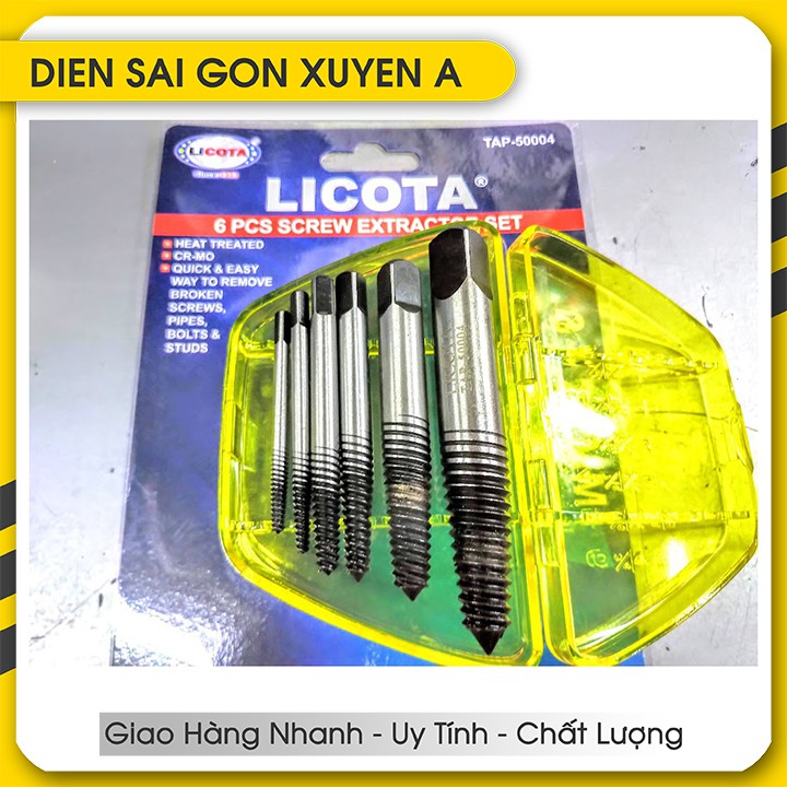 Bộ 6 mũi taro mở ốc vít lấy ốc gãy 3-25mm LICOTA TAP-50004 Taiwan