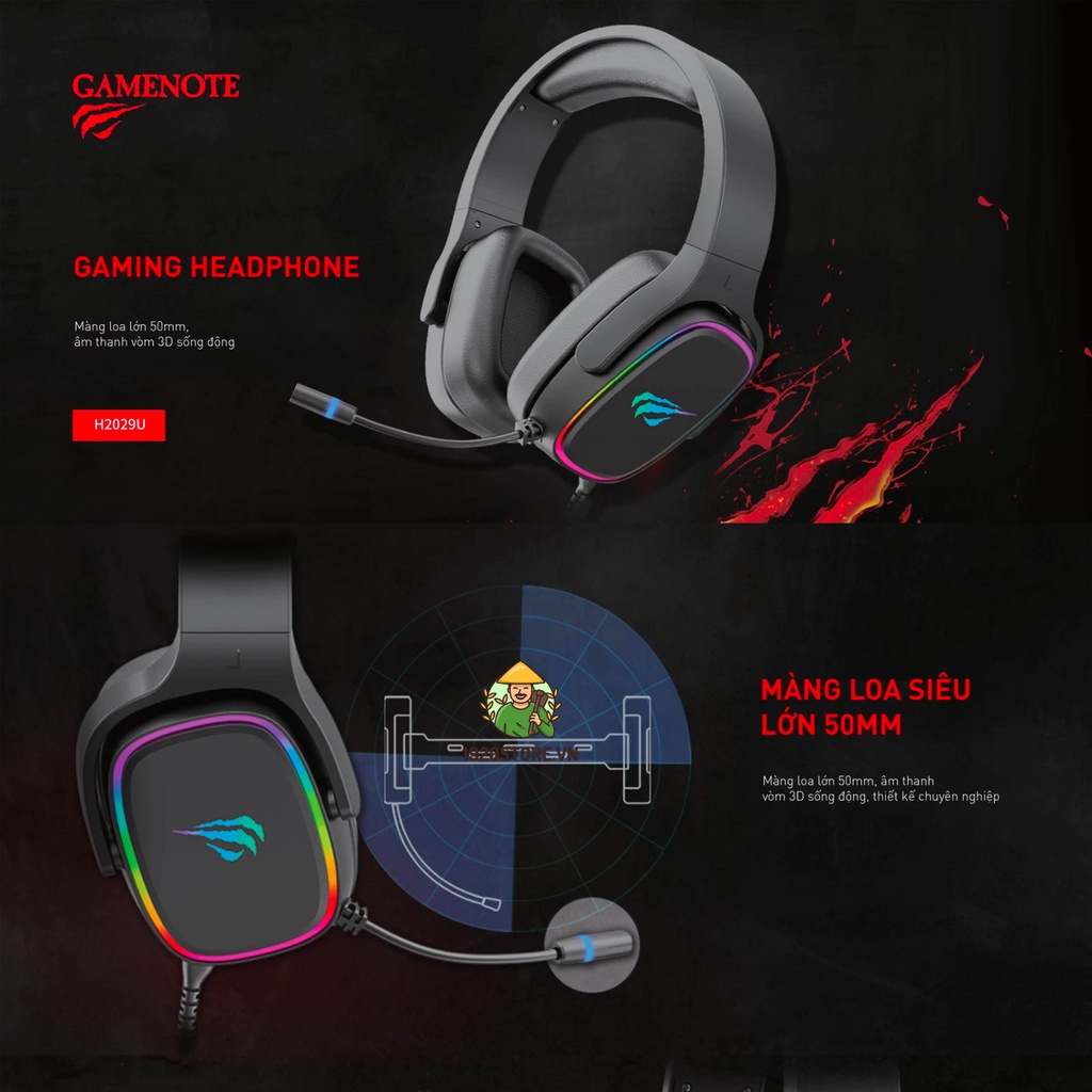 Tai Nghe Gaming Headphone HAVIT H2029U, Driver 50mm, Thiết Kế Khung Thép, Mic Khử Ồn - Chính Hãng BH 12T
