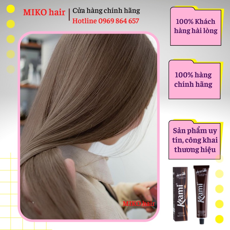 Thuốc nhuộm tóc NÂU SỮA, NÂU KHÓI không cần thuốc tẩy tóc MIKO HAIR tặng trợ nhuộm, tặng phục hồi, trùm tóc và lược chải