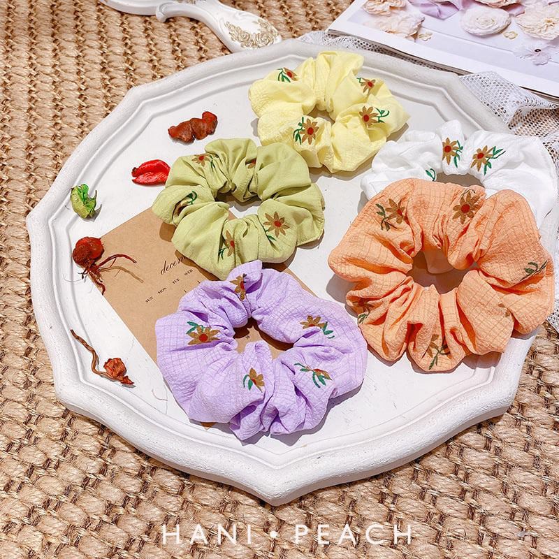 Scrunchies vải cực đẹp hoa tiết hoa xinh