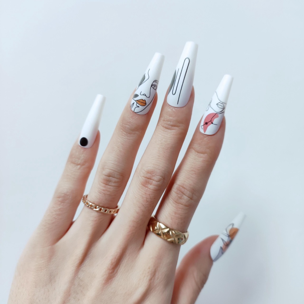 Bộ 24 Móng Tay Giả Trang Trí Nghệ Thuật