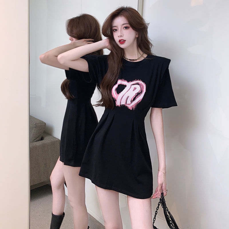 Đầm COZOKC ngắn tay ôm eo in họa tiết xinh xắn dành cho nữ
