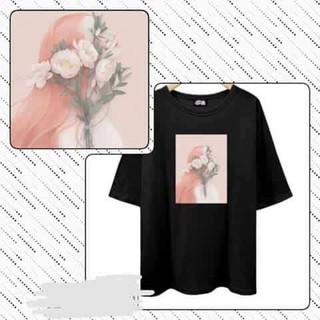 Áo thun tay lửng cô gái bó hoa
