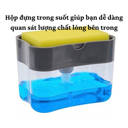 Hộp đựng xà phòng có nắp 💥SALE💥 Bình đựng nước rửa tay rửa chén bát thông minh 2 trong 1 có vòi nhấn tạo bọt tiện dụng