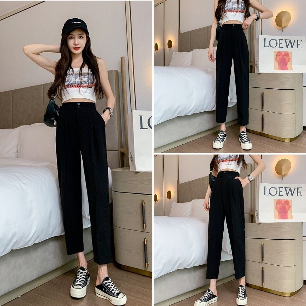 Quần baggy nữ, quần tây nữ 2 cúc chất tuyết mưa cao cấp size 26-30 SKUQ-26A