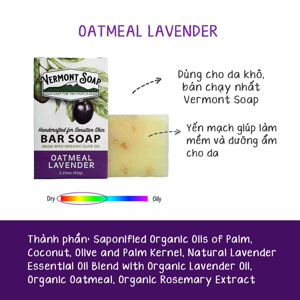 Vermont Soap - Xà Phòng Hữu Cơ Chăm Sóc Da Dầu, Khô và Nhạy Cảm - Organic Bar S.oap | BigBuy360 - bigbuy360.vn