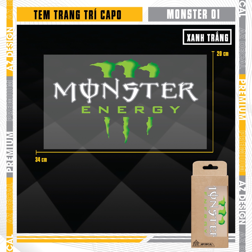 Tem Dán Capo Mẫu Monster Dán Mọi Dòng Xe Ô Tô | CP07 | Decal In Nổi Trang Trí Ô Tô Độ Bền Cao, Dễ Sử Dụng Tại Nhà