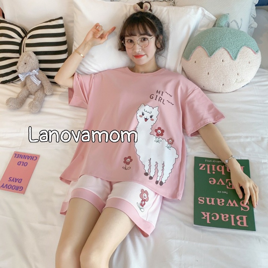 Đồ Bộ Nữ mặc nhà chất liệu Cotton mềm mát họa tiết hoạt hình dễ thương BC08