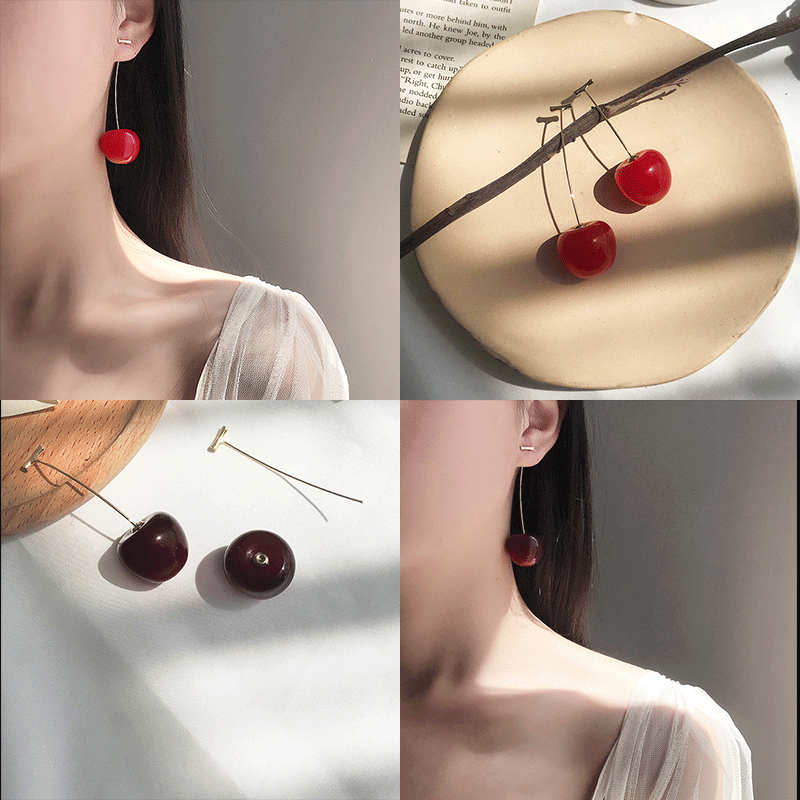 Khuyên Tai Hình Quả Cherry Thời Trang Nữ Dễ Thương