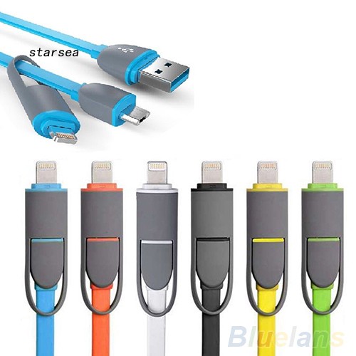 STSE_2 in 1 Micro USB + Lightning Sync Data Charger Adapter Cable For Samsung iPhone