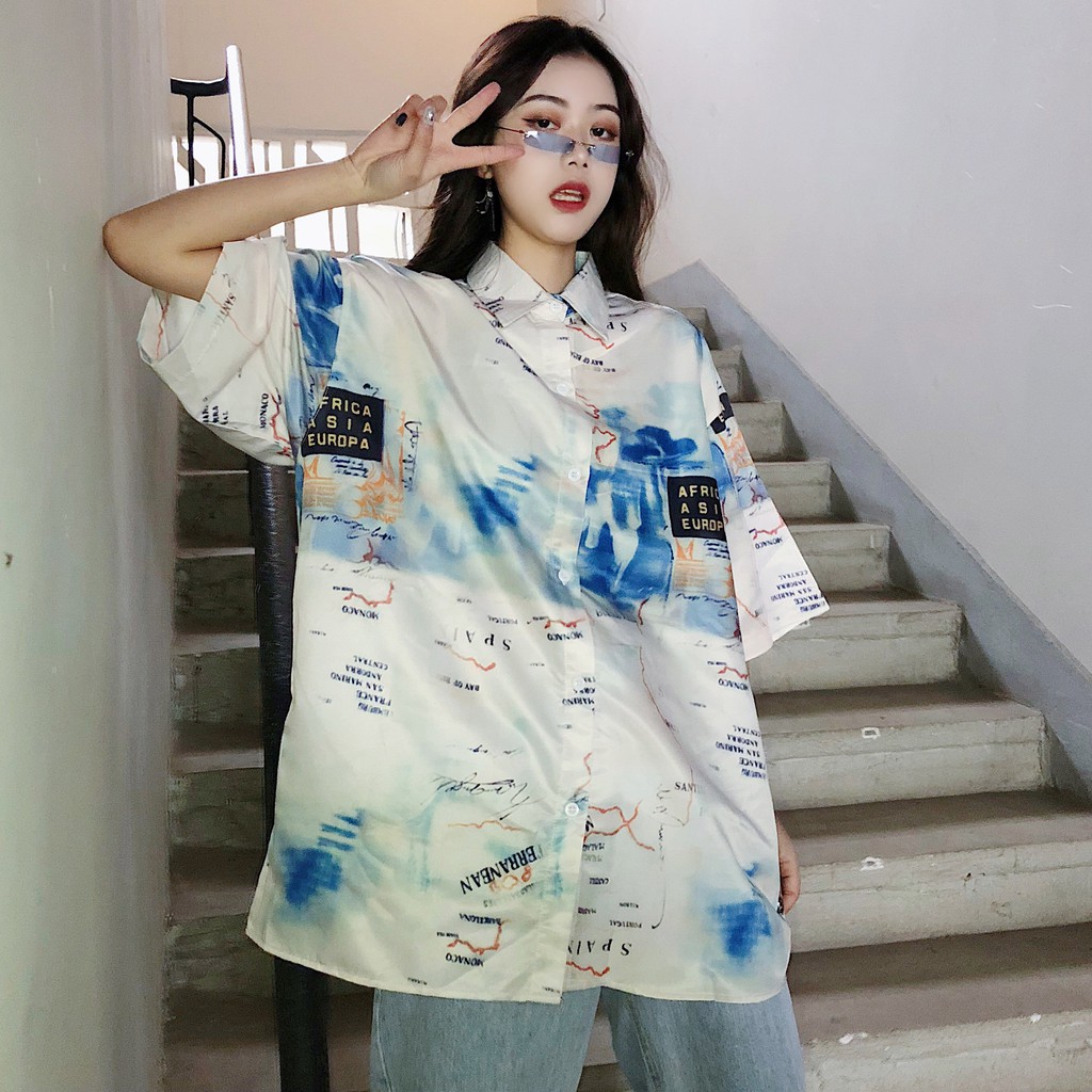 Áo Sơ Mi Polo Nữ Họa Tiết Graffiti Phong Cách Hàn Quốc | BigBuy360 - bigbuy360.vn