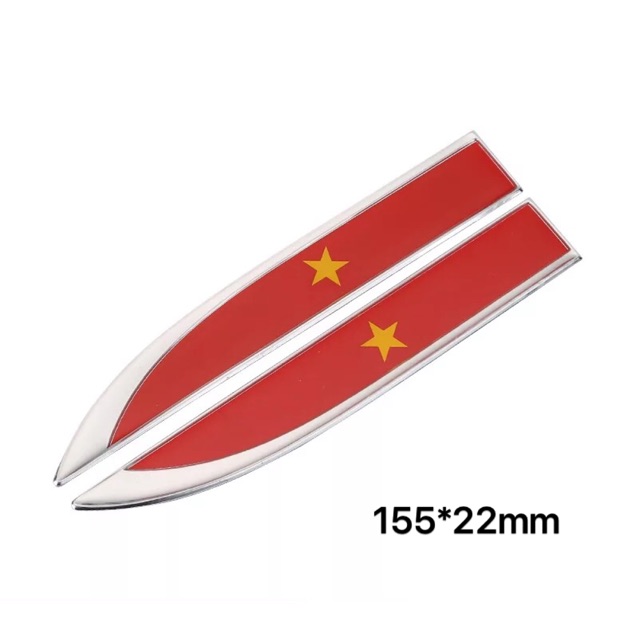 Mang cá nhôm phay cờ Việt Nam dán trang trí xe